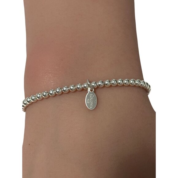 925 Sterling Silver Beaded Stretch Stacking Bracelet Size 7 - Picture 6 of 8